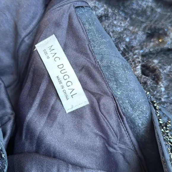 NWT MAC DUGGAL EMBELLISHED PLUNGE NECK PUFF SLEEVE A LINE GOWN 20283 - Picture 14 of 16